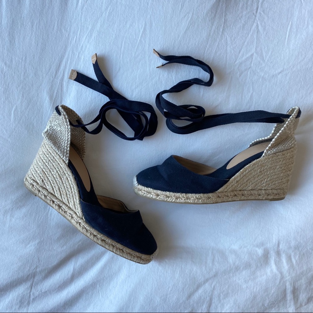 Castaner Navy Canvas Espadrille Wedgesa